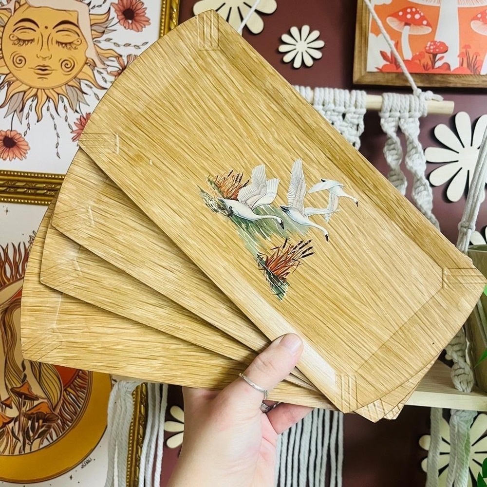 Haskelite Coronet Lap Trays Set of 4‎ | MMC Bird | Wood Covered Lithograph Paper